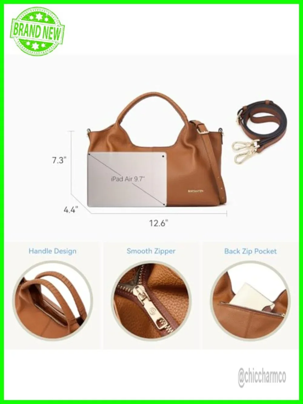 Genuine Leather Satchel Purse Adjustable Strap Top Handle Handbag